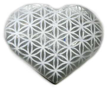 (image for) 3" Selenite heart , Flower of Life