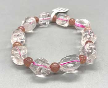 (image for) Quartz & Strawberry Quartz Nugget bracelet