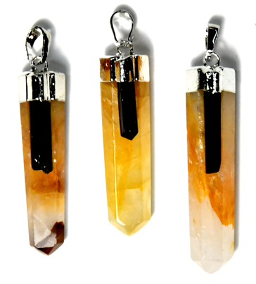 (image for) Golden Qtz w tourmaline pendant